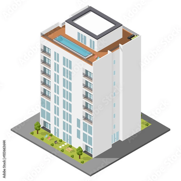 Obraz Dwelling house isometric icon set
