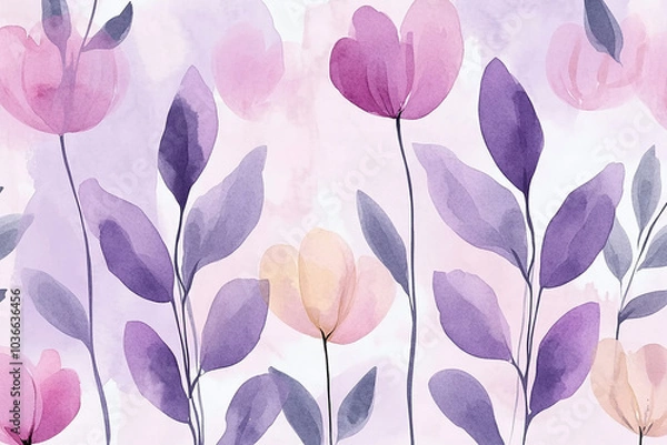 Fototapeta watercolor flowers seamless pattern background