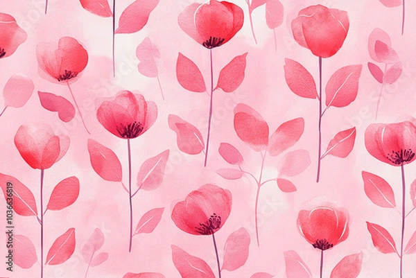 Fototapeta watercolor flowers seamless pattern background