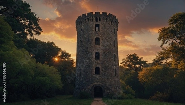 Obraz The archer tower reveals its secrets at dusk