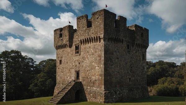 Obraz The archer tower rises majestically creating a stunning silhouette at sunset