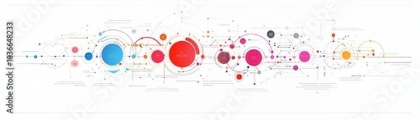 Fototapeta Visualizing connections a detailed infographic on data flow interactions and network dynamics in modern systems