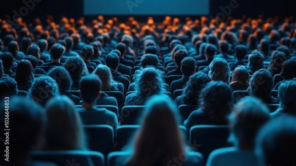 Fototapeta Audience engaged during a presentation in a theater.