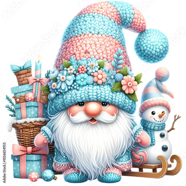 Obraz Winter Gnome and snowman