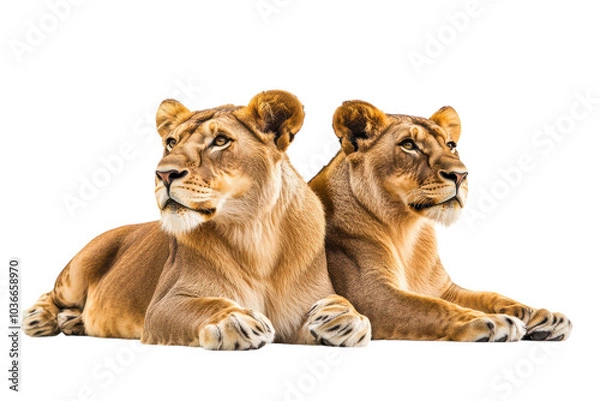 Fototapeta Majestic Lions Isolated on transparent Background Perfect for Wildlife Conservation Awareness Campaigns or Educational Projects