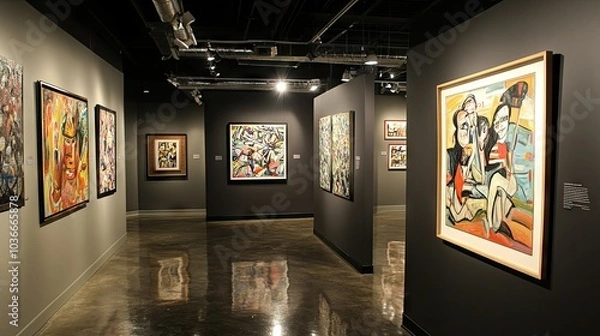 Fototapeta Two Paintings Comparison in Modern Art Gallery
