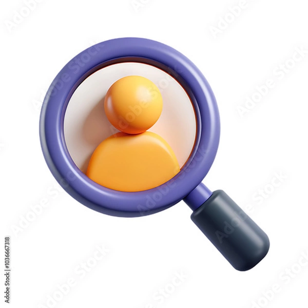Fototapeta 3d person with magnifying glass