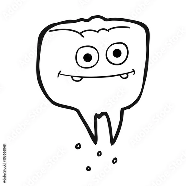 Obraz black and white cartoon tooth
