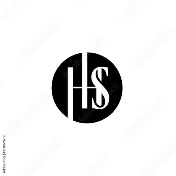Obraz letter initial hhs negative space on circle
