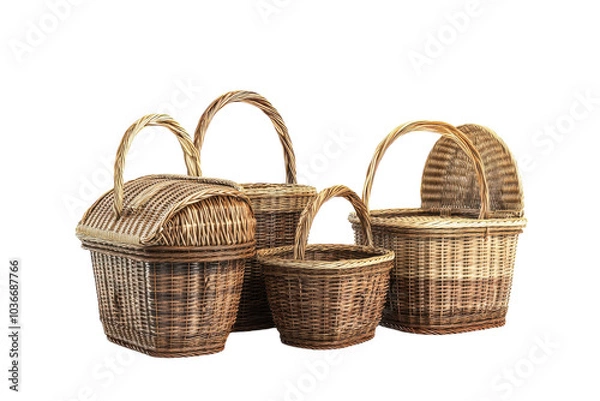 Fototapeta Stylish Picnic Baskets Isolated on a transparent Background for Outdoor Dining and Leisure Activities