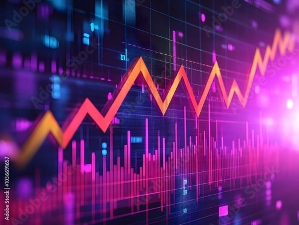 Obraz Abstract Arrow Collage Background for Market and Business Analytics