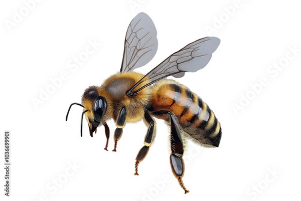 Fototapeta Stunning Isolated Queen Bee Image on Transparent Background for Use in Educational Materials and Nature Related Projects