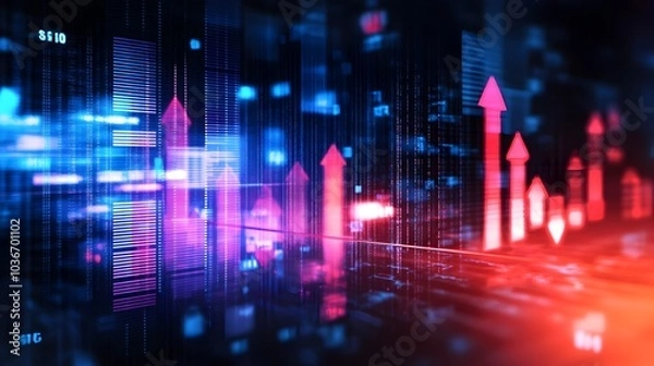 Fototapeta Arrows and Collage Background for Business Economy and Global Inflation Concepts