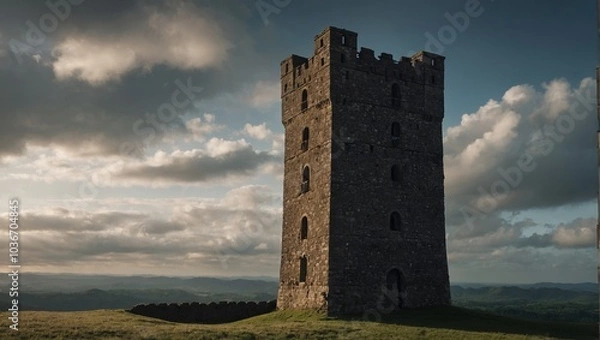 Fototapeta The archer tower stands proud a beacon of hope for the community it protects