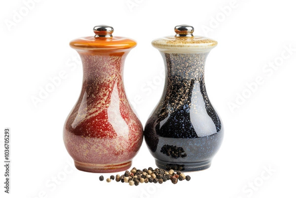 Fototapeta Aesthetic Salt and Pepper Shakers Isolated on a transparent Background for Culinary and Home Decor Use
