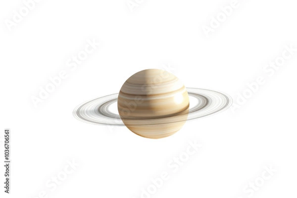 Fototapeta Stunning Saturn with Rings Casting Shadows Isolated on transparent Background for Use in Educational and Scientific Projects