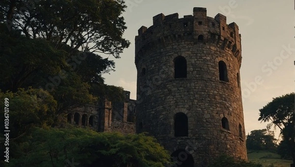 Fototapeta The archer tower stands proud, a symbol of hope for the future