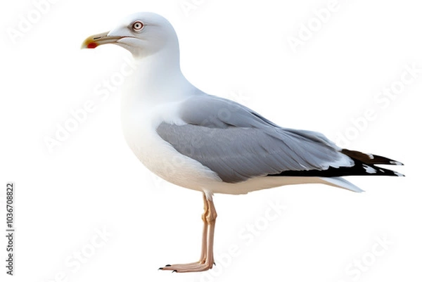 Fototapeta High-Quality Isolated Image of a Seagull Perfect for Use in Nature-Themed Designs, Educational Materials, and Artistic Projects
