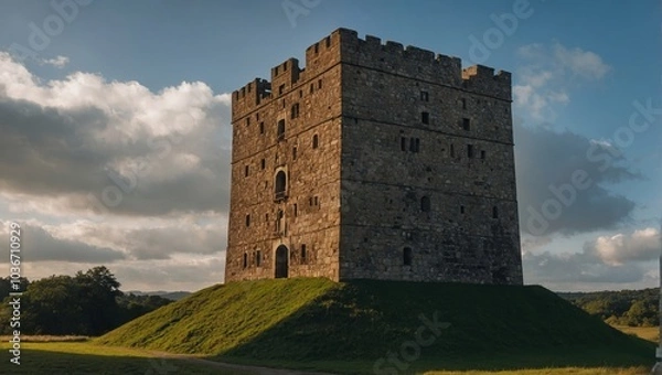 Fototapeta The archer tower stands resilient against the passage of time and seasons