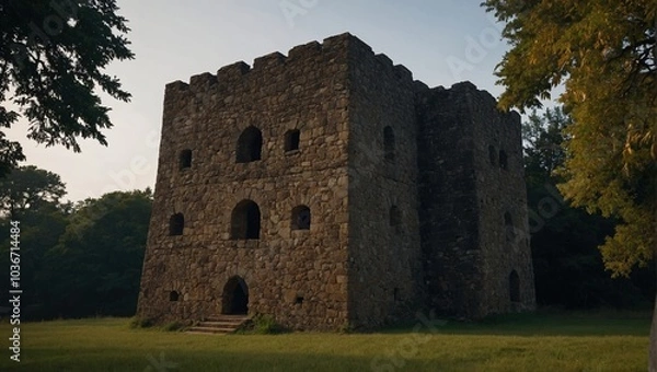 Obraz The archer tower stands sentinel, guarding against the elements