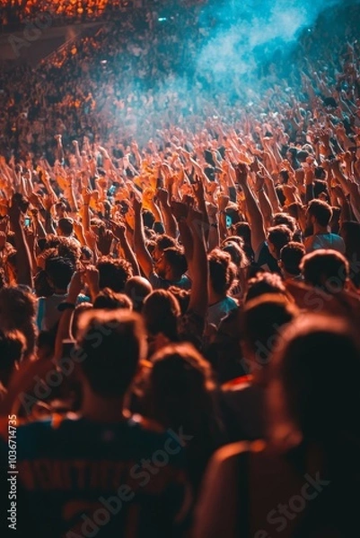 Obraz Crowd of sports fans cheering during a match, Generative AI