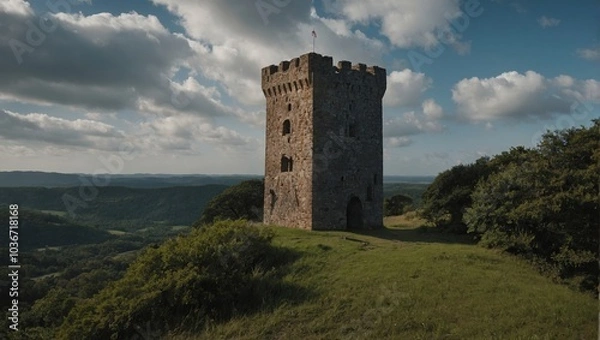Obraz The archer tower stands tall, a beacon of hope for the village community