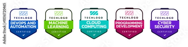 Fototapeta Digital Badges for Technology Certifications. Secure Your Expertise in IT.