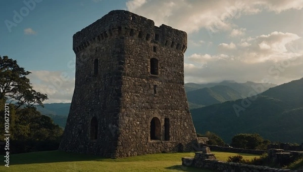 Obraz The archer tower symbolizes strength and resilience, standing tall against nature's fury