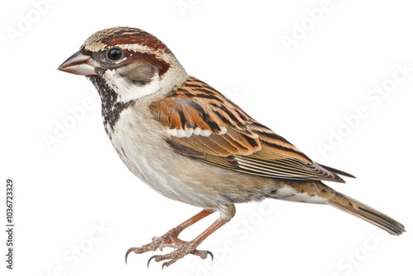 Fototapeta Close-Up of an Adult Sparrow Isolated on a transparent Background Perfect for Nature and Wildlife Illustrations