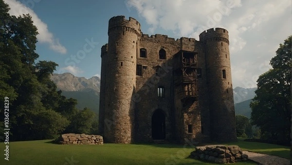 Fototapeta The archer tower’s legacy is preserved by the townsfolk