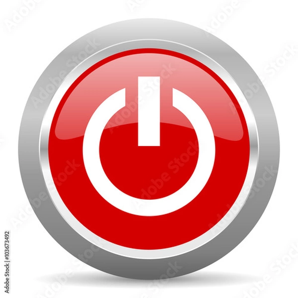 Obraz power red metallic chrome web circle glossy icon