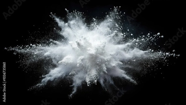 Fototapeta Surreal White Powder on Black Background - Isolated View for Artistic Exploration and Conceptual Imagery, Fine Art Photography, Textures, Minimalism, and Creative Visuals
