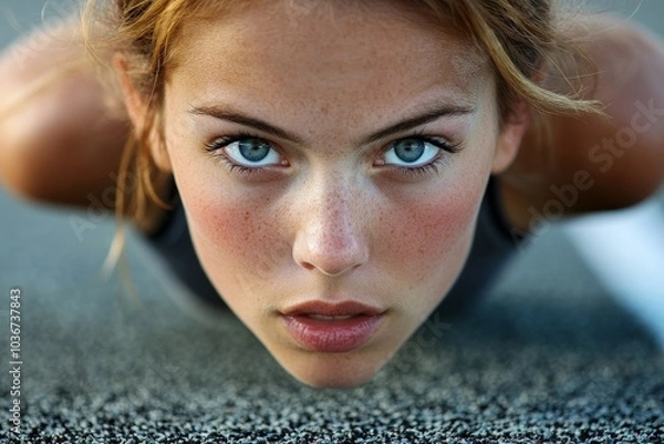 Obraz Woman about to start a sprint, Generative AI