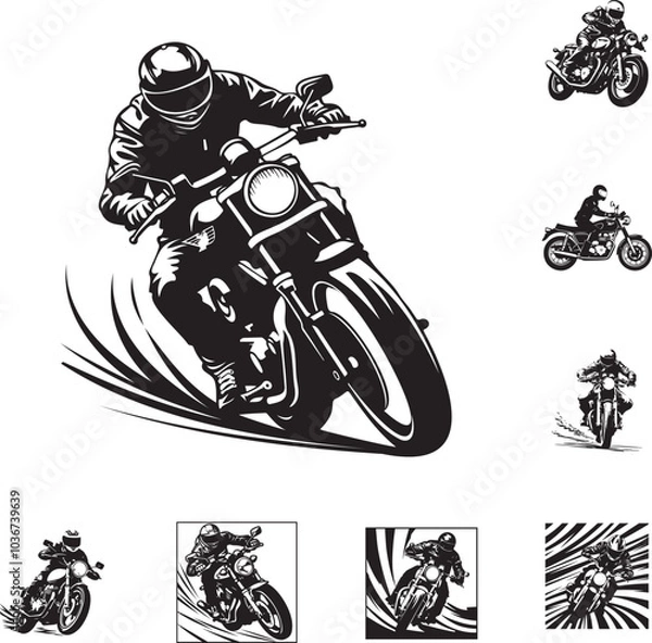 Fototapeta Dynamic Motorcyclist Illustrations