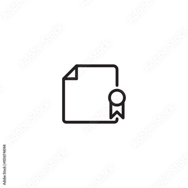 Obraz A document with a badge, indicating certification, approval, or recognition. A file icon with a badge, suggesting certification, validation, or approval. Editable icon.