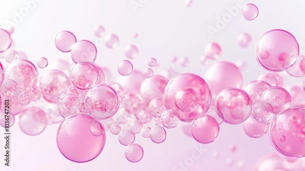 Fototapeta A Dreamy Display of Pink Bubbles with Ethereal Light Effects