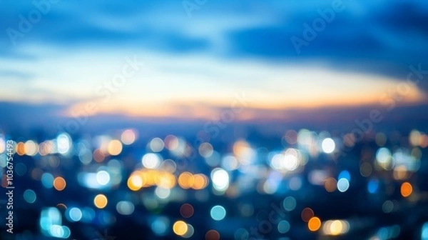 Fototapeta Inviting City Skyline with Bright Lighting Effects