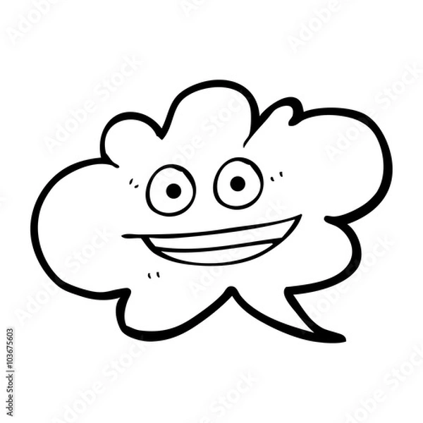 Fototapeta black and white cartoon cloud speech bubble with face