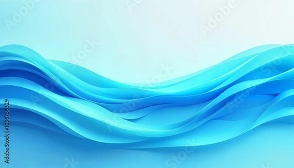 Obraz Background with abstract flowing blue waves in different shades, symbolizing the concept of water or technology
