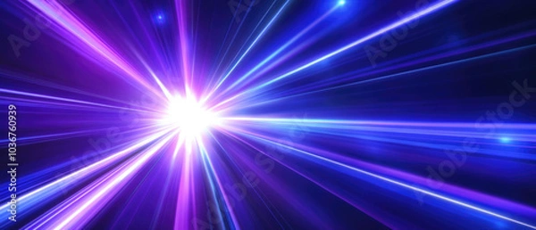 Fototapeta Vibrant Blue And Purple Lights Burst From The Center