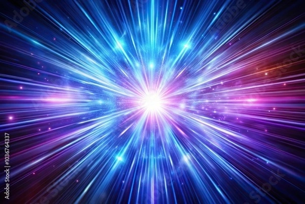 Fototapeta abstract explosion of violet and blue light background Close-Up