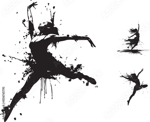 Fototapeta Ink Splatter Dance: A Silhouette of Movement and Grace