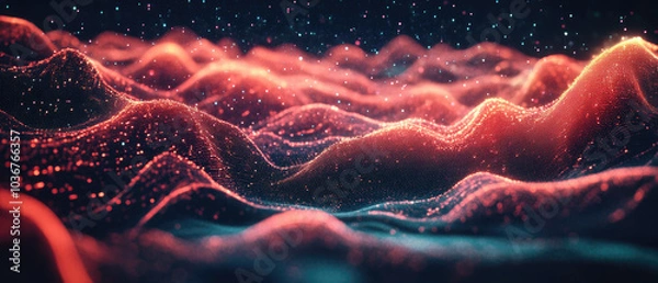 Obraz Dynamic Digital Waves In Red Tones For Vibrant Display