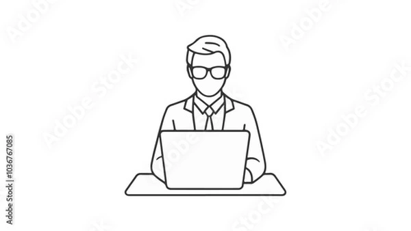 Fototapeta simple sign of a IT person, information technology worker simple sign