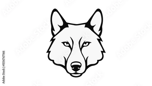 Fototapeta simple wild dog vector illustration, dog head vector outline simple illustration