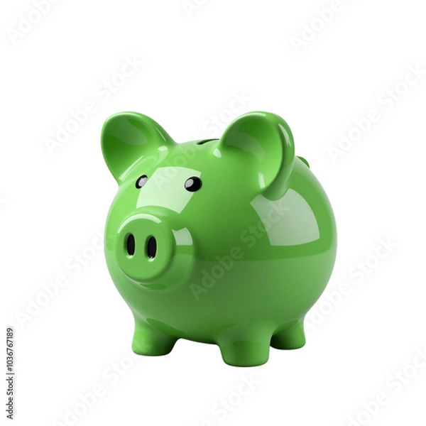 Fototapeta Bright Green Piggy Bank for Saving Money and Financial Planning