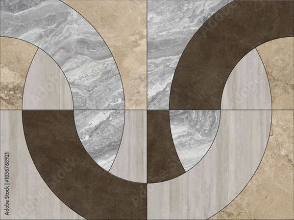 Fototapeta Geometric pattern, geometric decor using high-quality textures from marble, wood, cement, stone, metal, fabric. Parquet