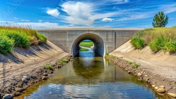 Obraz Cement bridge over irrigation ditch with culvert