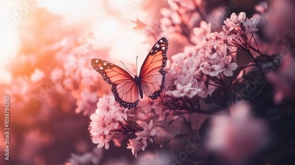 Fototapeta The final stage of a butterfly's cycle as it emerges from its chrysalis, symbolizing change, growth, and magic.