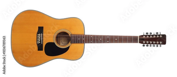 Obraz Musical instrument - Front view retro twelve-string acoustic guitar isolated